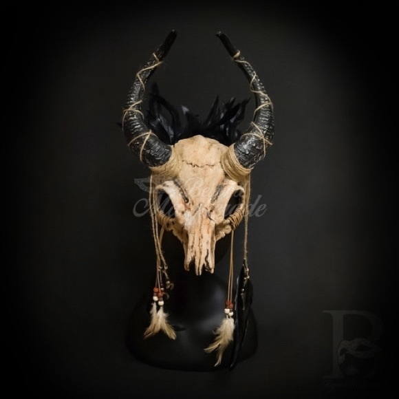 Halloween Mask Ram Skull Masquerade Horns Tribal - Picture 1 of 1